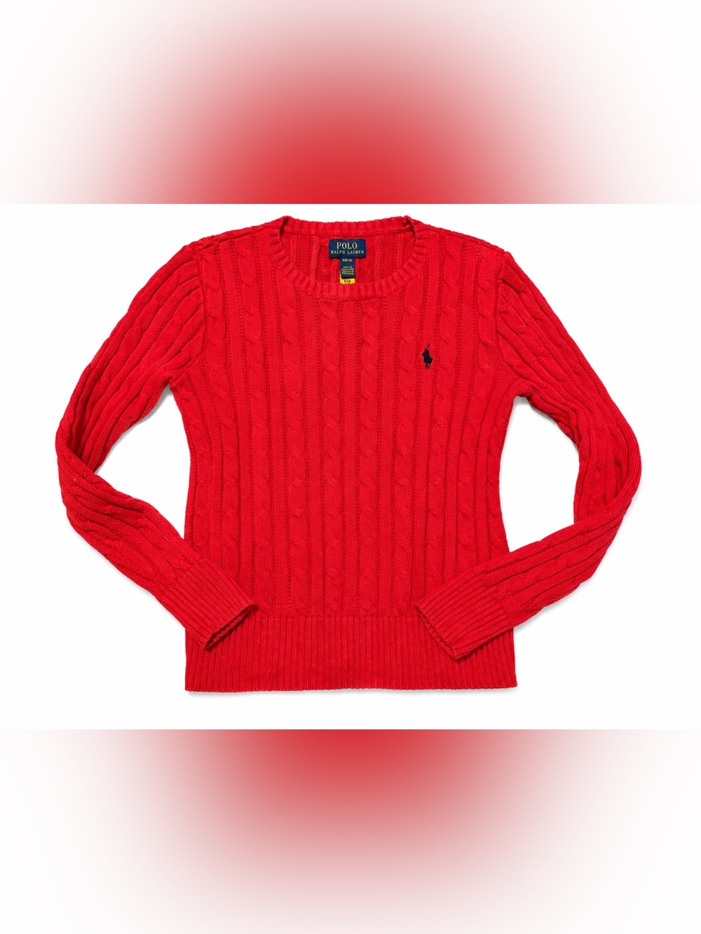 Polo Ralph Lauren Girls Red Cable Knit Sweater NWOT 8-10